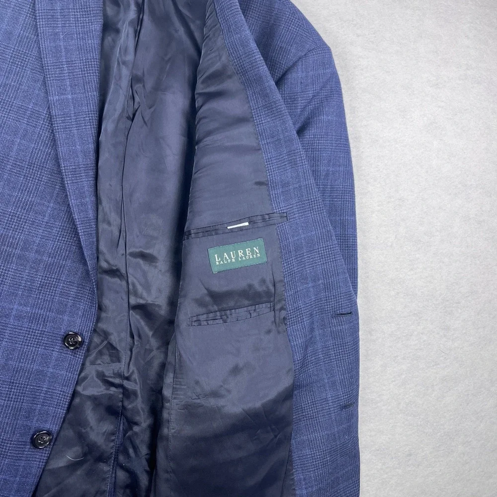 Lauren Ralph Lauren Mens 44R Blue Glen Plaid Wool 2-Button Blazer Sport Coat